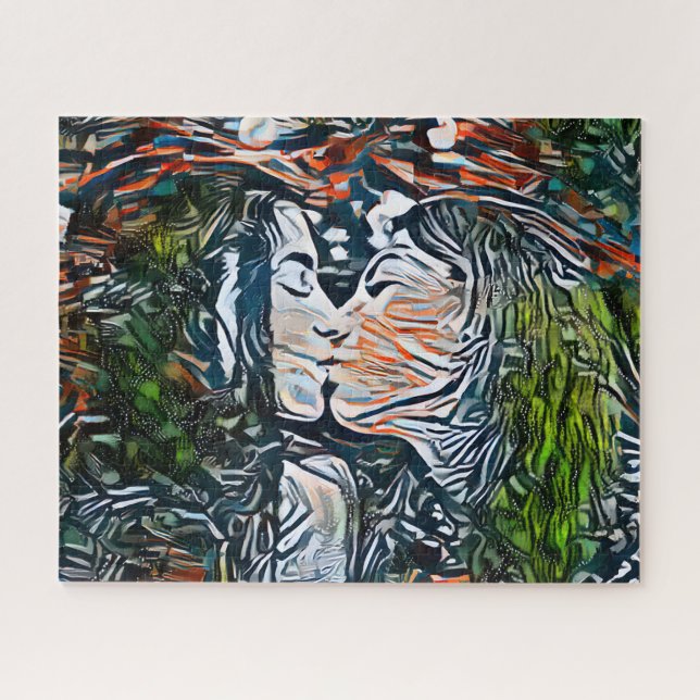 Couple Kissing | Colorful Abstract Jigsaw Puzzle (Horizontal)