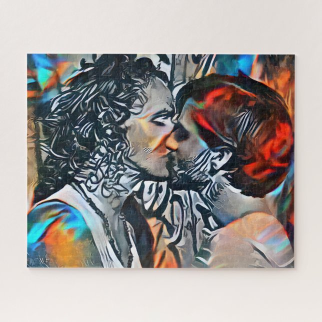Couple Kissing | Colorful Abstract Jigsaw Puzzle (Horizontal)