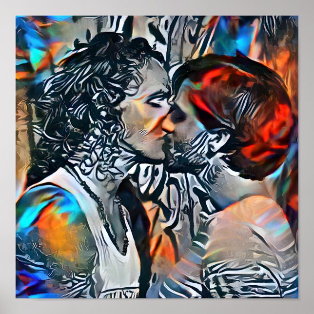 Couple Kissing | Colorful Abstract  Poster (Front)