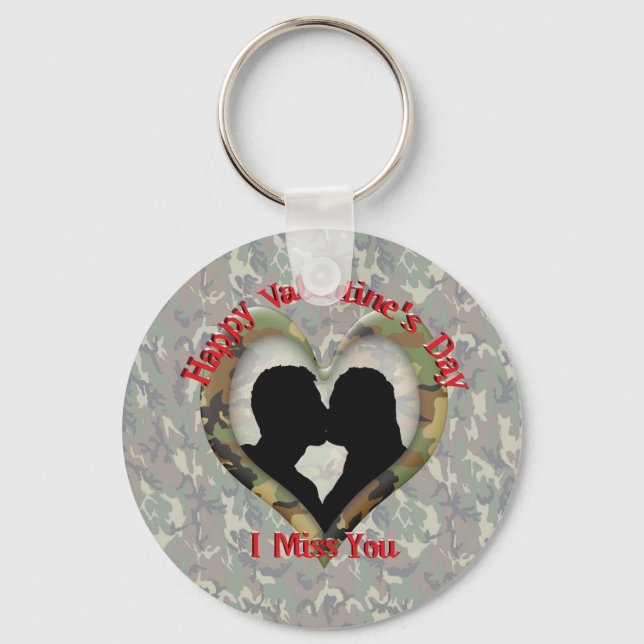 Couple Kissing  - I missing you on Valentine's Day Keychain (Front)