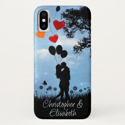 Couple Kissing Romantic Moonlight Personalized iPhone XS Case