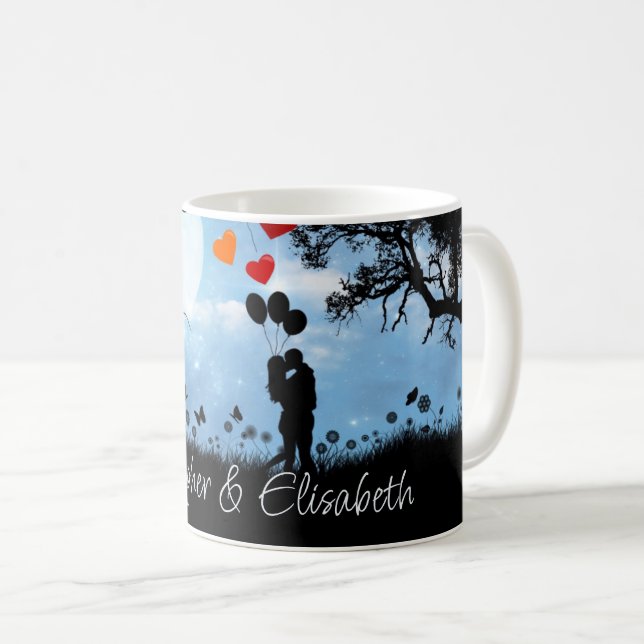 Couple Kissing Romantic Moonlight Personalized Coffee Mug (Front Right)