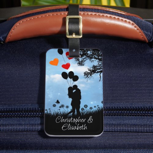 Couple Kissing Romantic Moonlight Personalized Luggage Tag