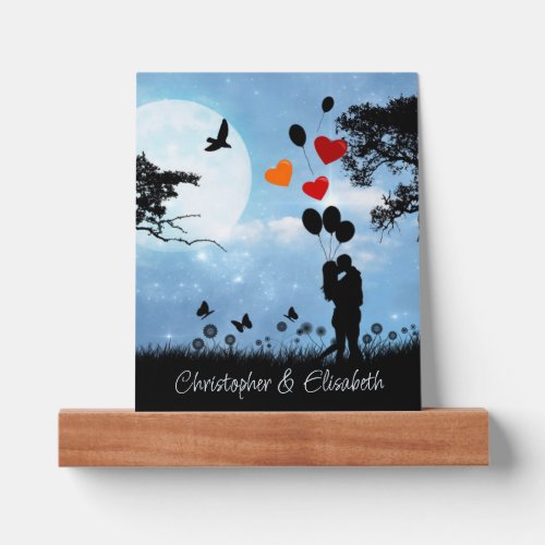 Couple Kissing Romantic Moonlight Personalized Picture Ledge