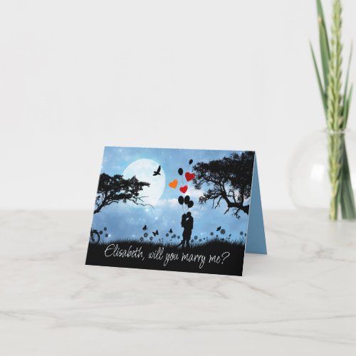 Couple Kissing Romantic Will you Marry me Greeting Card