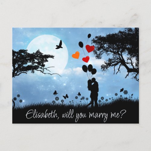 Couple Kissing Romantic Will you Marry me Postcard