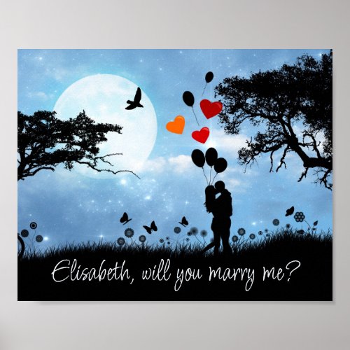 Couple Kissing Romantic Will you Marry me Poster