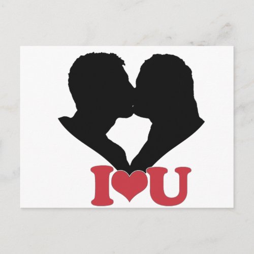 Couple Kissing Silhouette with IU Text Postcard