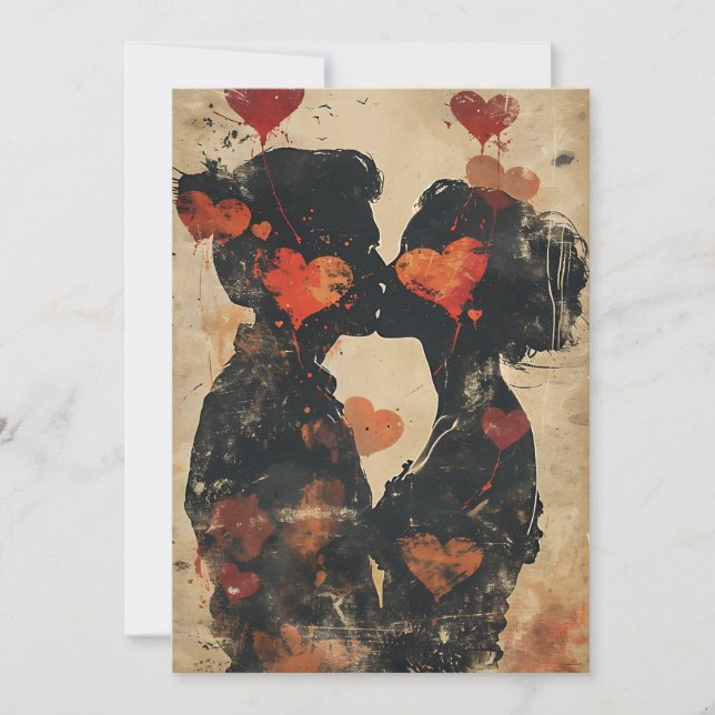 Couple kissing Valentine's Day  Holiday Card (Front)