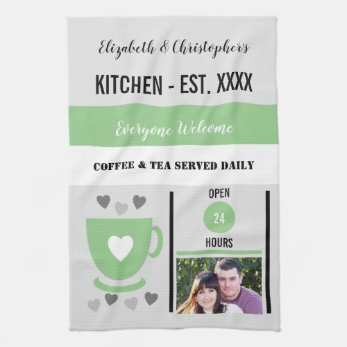 Couple kitchen est date coffee photo green kitchen towel