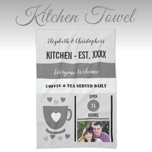 Couple kitchen est date coffee photo grey towel