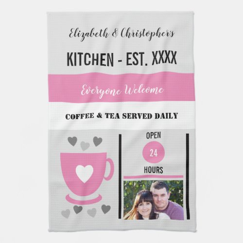 Couple kitchen est date coffee photo pink kitchen towel