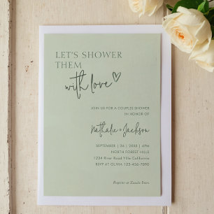 Couple Let's Shower Them Sage Green Bridal Invitation