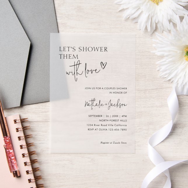 Couple Let's Shower Them With Love Bridal Vellum Invitations (Wedding)