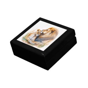 Couple lion male & female in love for lion lovers gift box