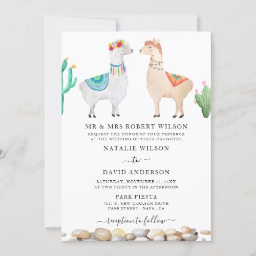 Couple Llama Wedding Invitation Card