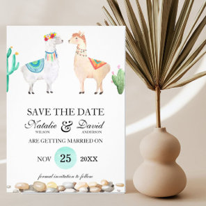 Couple Llama Wedding Save the Date Announcement
