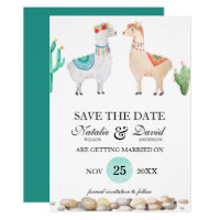 Couple Llama Wedding Save the Date Announcement