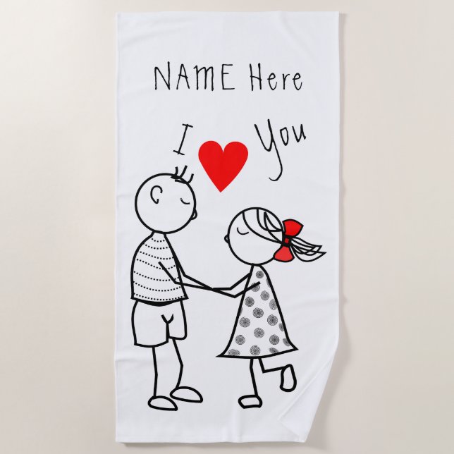 Couple Love Beach Towel Gift with Custom Your Name (Front)