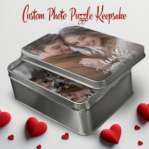 Couple Love Custom Photo And Names Jigsaw Puzzle