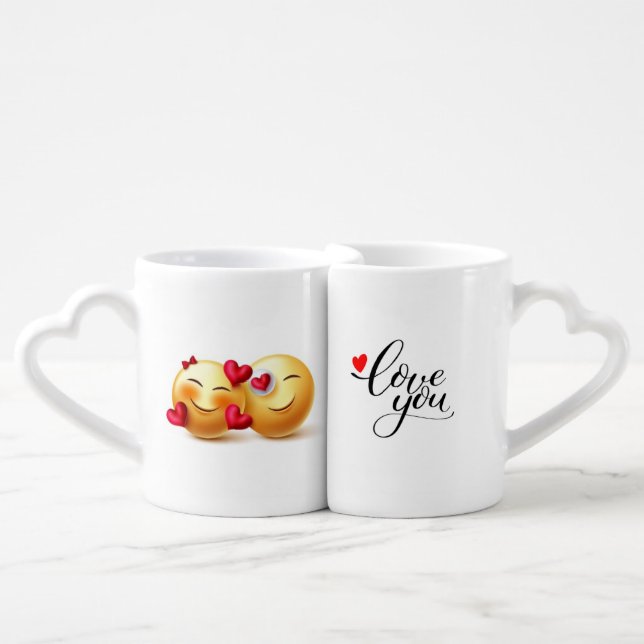 Couple Love Emoji Lovers' mug (Front Nesting)