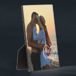 Couple Love Heart Photo Names Plaque<br><div class="desc">Couple Love Heart Photo Names Easel-Back Plaque Display. Create a self-standing photo display with your favorite picture of your partner and you featuring a heart overlay personalized with your names in a heart in your choice of font styles and colors and heart color. Change the placement of the heart and...</div>