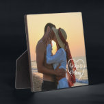 Couple Love Heart Photo Names Plaque<br><div class="desc">Couple Love Heart Photo Names Easel-Back Plaque Display. Create a self-standing photo display with your favorite picture of your partner and you featuring a heart overlay personalized with your names in a heart in your choice of font styles and colors and heart color. Change the placement of the heart and...</div>