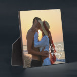 Couple Love Heart Photo Names Plaque<br><div class="desc">Couple Love Heart Photo Names Easel-Back Plaque Display. Create a self-standing photo display with your favorite picture of your partner and you featuring a heart overlay personalized with your names in a heart in your choice of font styles and colors and heart color. Change the placement of the heart and...</div>