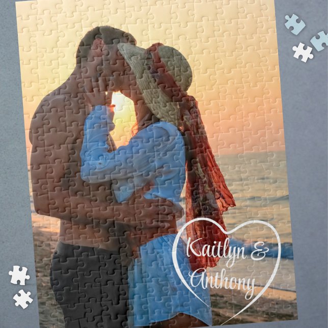 Couple Love Heart Photo Personalized Jigsaw Puzzle (Creator Uploaded)