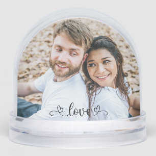 Couple Love Modern Anniversary Photo Snow Globe