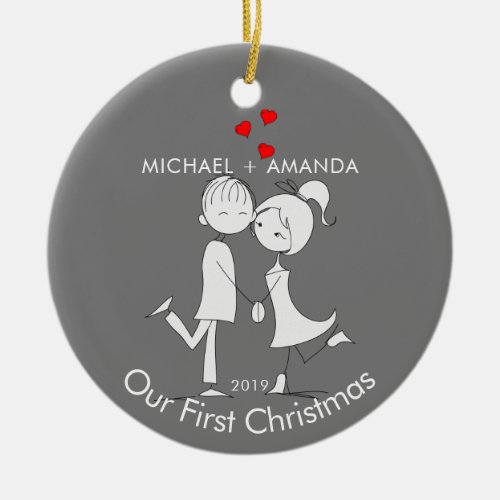 Couple Love Our First Christmas Ceramic Ornament