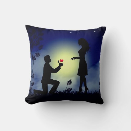 Couple Love Proposal Throw Pillow