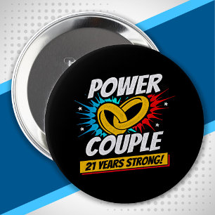 Couple Married 21 Years - 21st Wedding Anniversary Button