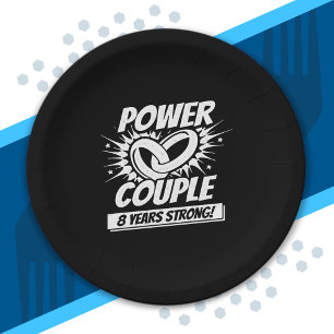 Couple Married 8 Years - 8th Wedding Anniversary Paper Plates