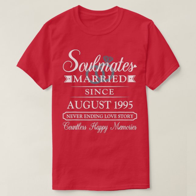 Couple Married Since August 1995, 27th Wedding Ann T-Shirt (Design Front)