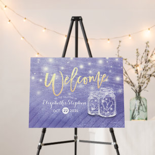 Couple Mason Jar String Light Wedding Welcome Sign