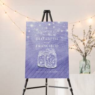 Couple Mason Jar String Light Wedding Welcome Sign