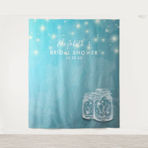 Couple Mason Jars Floral Bridal Shower Backdrop