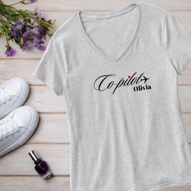 Couple Matching Co-Pilot & Airplane Personalized  T-Shirt (Creator Uploaded)