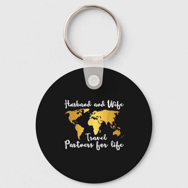 Couple Matching Husband And Wife Travel Partners F Keychain (Front)