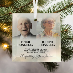 Couple Memorial Photo Christmas Glass Ornament