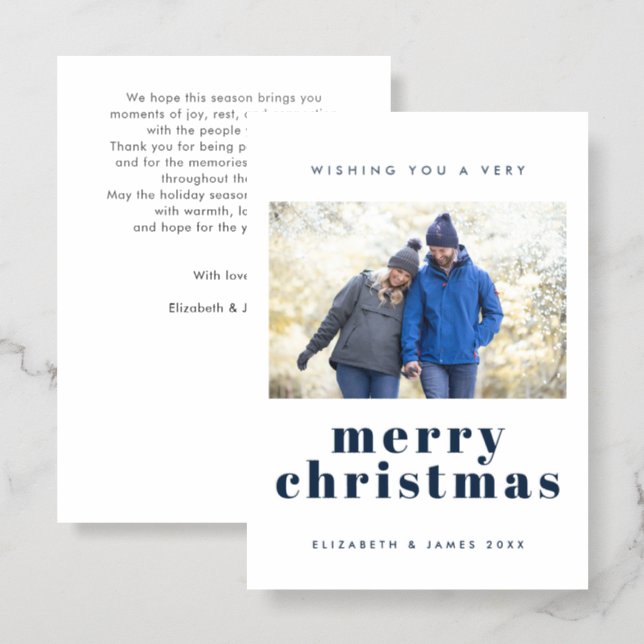 Couple Merry Christmas Letterpress Photo Cards (Front/Back)