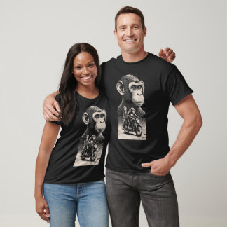 Couple Monkey Riding a Vintage Motorbike T-Shirt