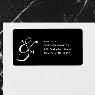 Couple Monogram Ampersad White Address Label