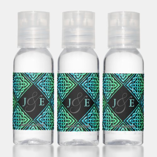 Couple Monogram Celtic Blue Green Hand Sanitizer