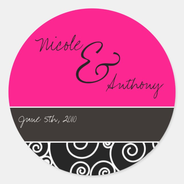 couple monogram classic round sticker (Front)