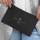 Couple Monogram Elegant Minimal Stylish Black Accessory Pouch<br><div class="desc">A minimalist monogram wedding design with elegant typography in white on a black background. The text can easily be personalized for your special day!</div>