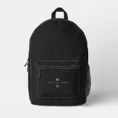 Couple Monogram Elegant Minimal Stylish Black Printed Backpack (Front)