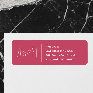 Couple Monogram Heart Return Address Label