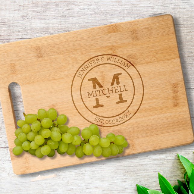 Couple Monogram Initial Personalized Engraved Cutting Board (Monogram Initial Personalized Wedding Engraved Cutting Board)